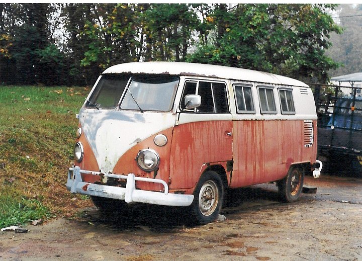 A rusty old Volkswagen Beetle