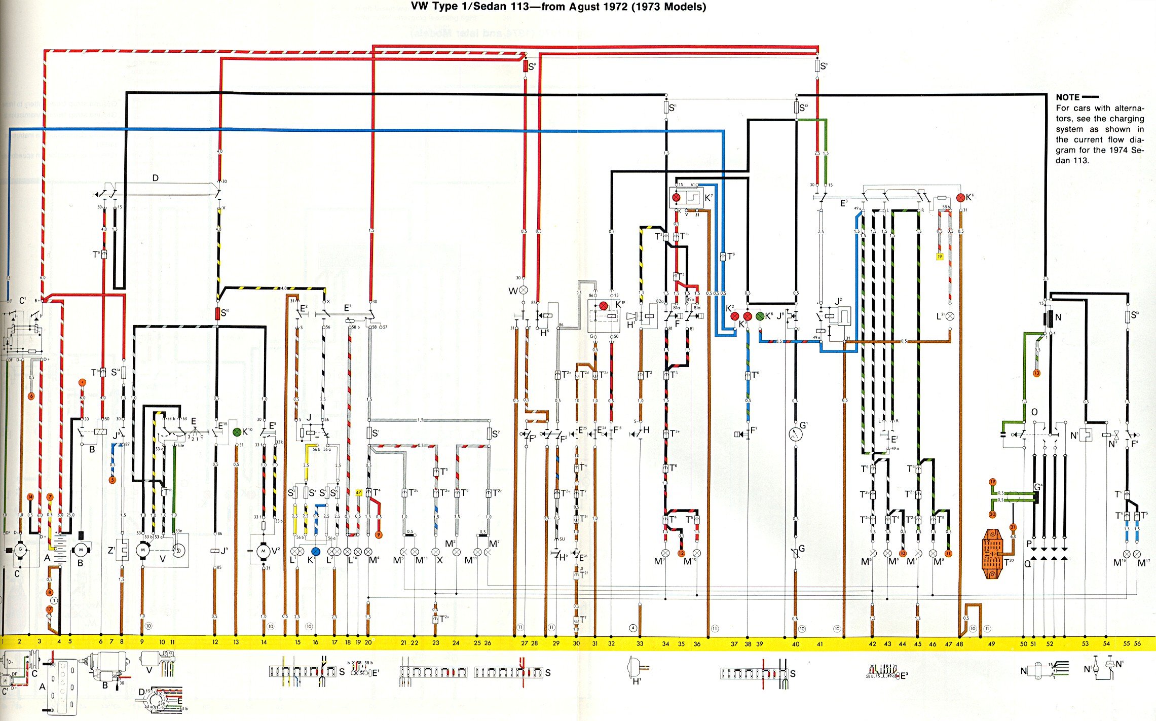 1973 VW Beetle's Wiring Diagram + Key | Schematic Wiring Diagrams Solutions