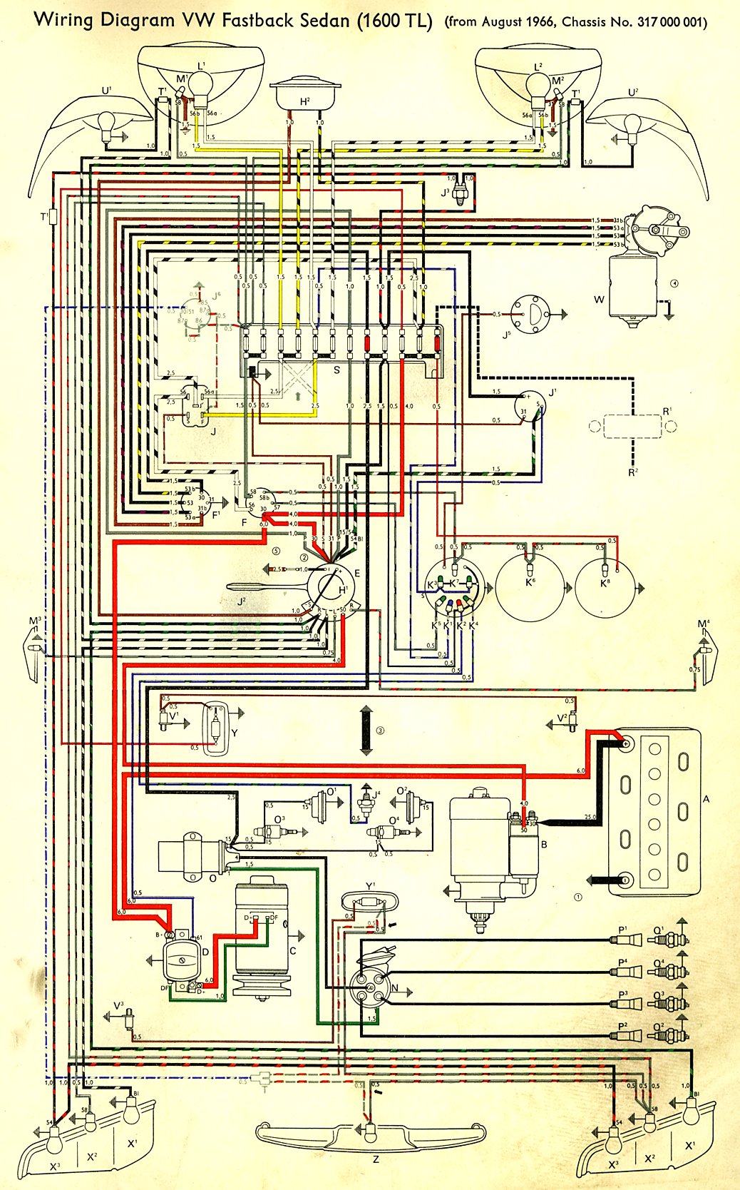 Vw Beetle And Super Beetle 1971 Electrical Wiring Diagram ...