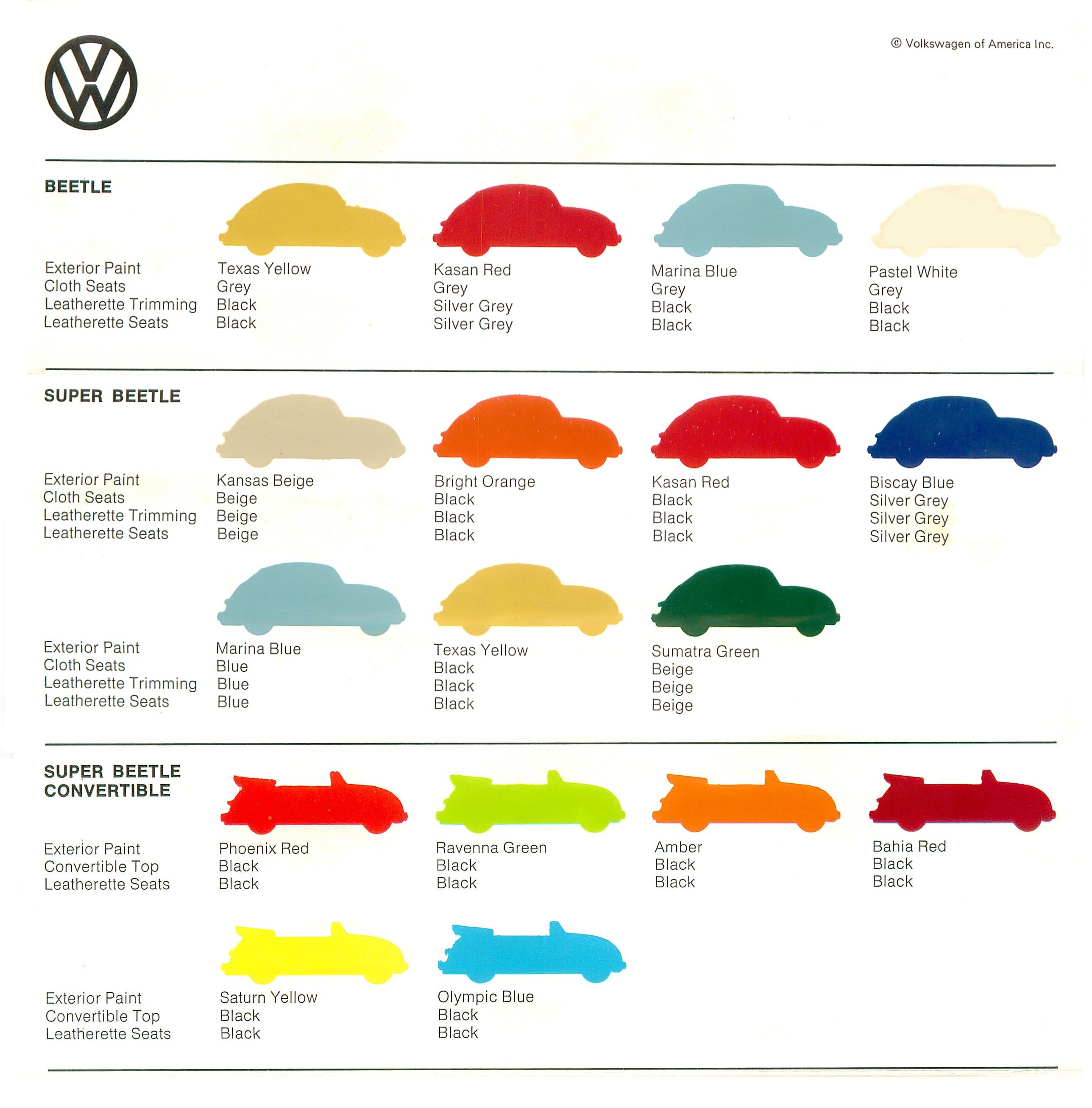 Volkswagen Colour Chart