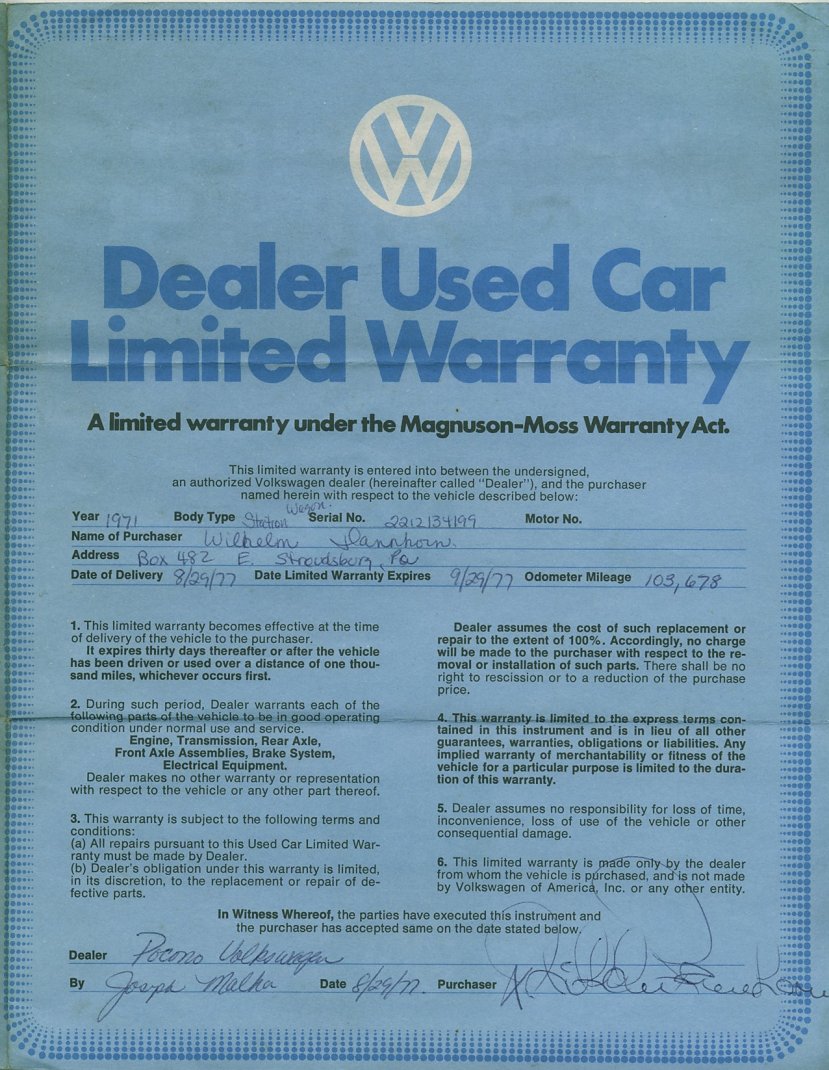 VW Archives 1976 VW Used Car Warranty