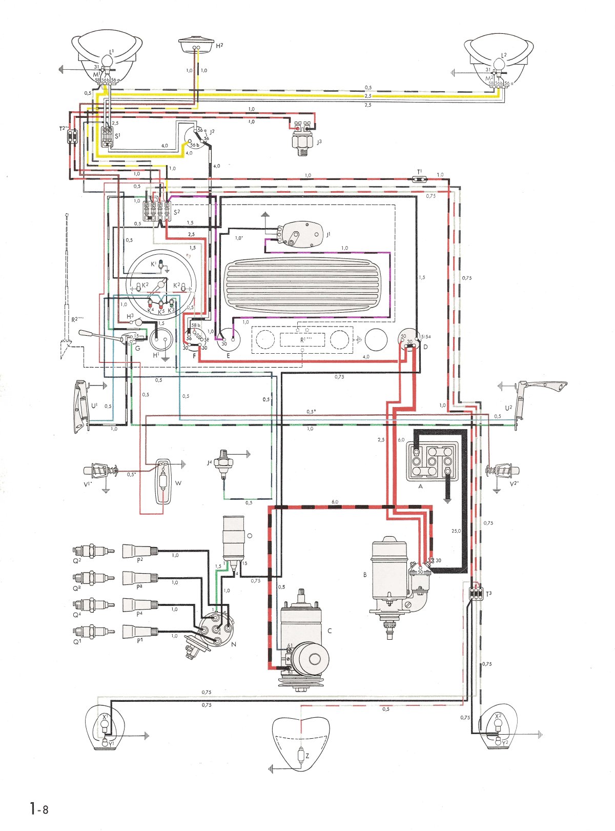 Air Cooled Volkswagen Super Beetle Wiring Harness From Mid