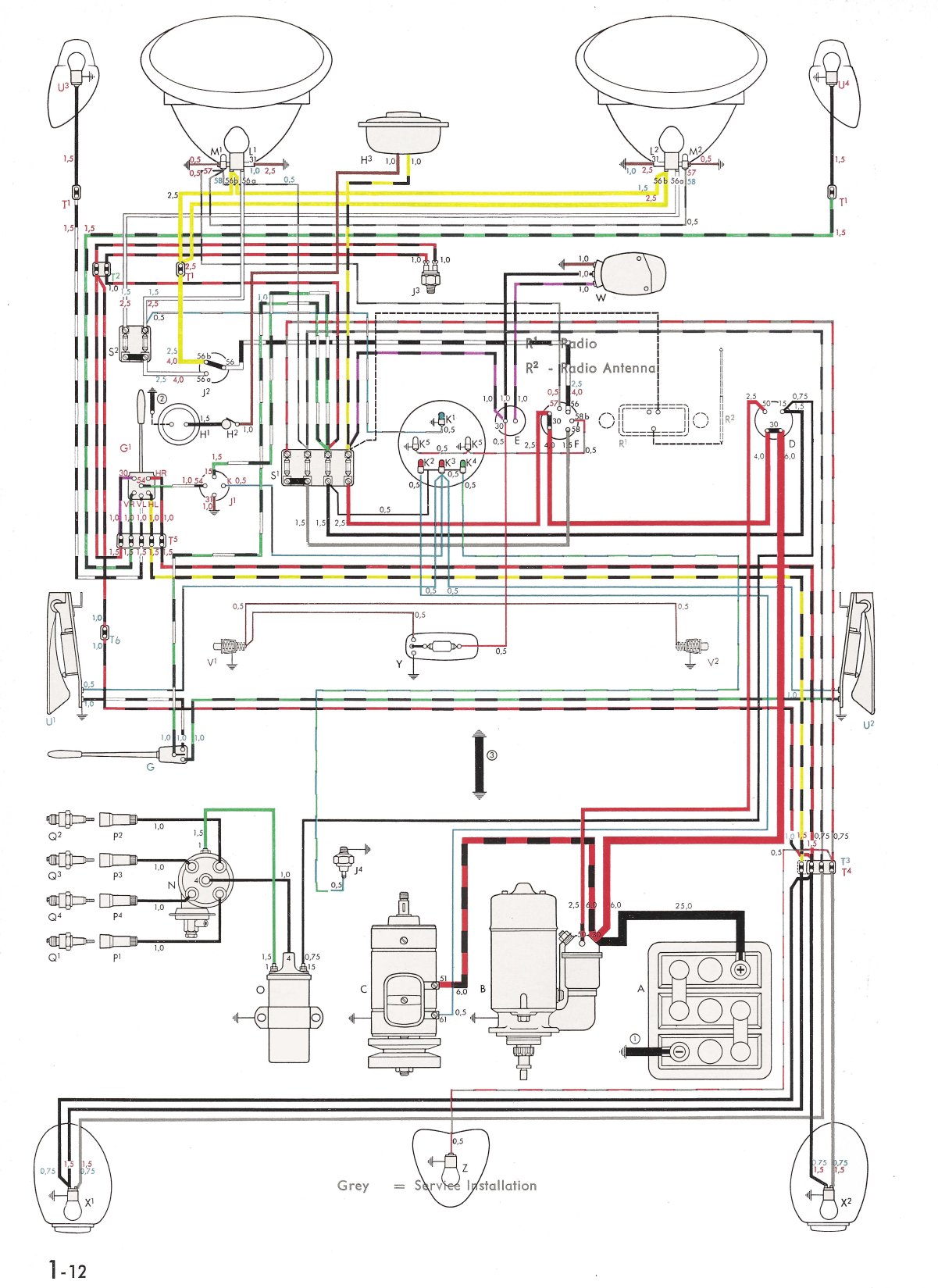 TheSamba.com :: Type 1 Wiring Diagrams 1950 ford turn signal wiring diagram 