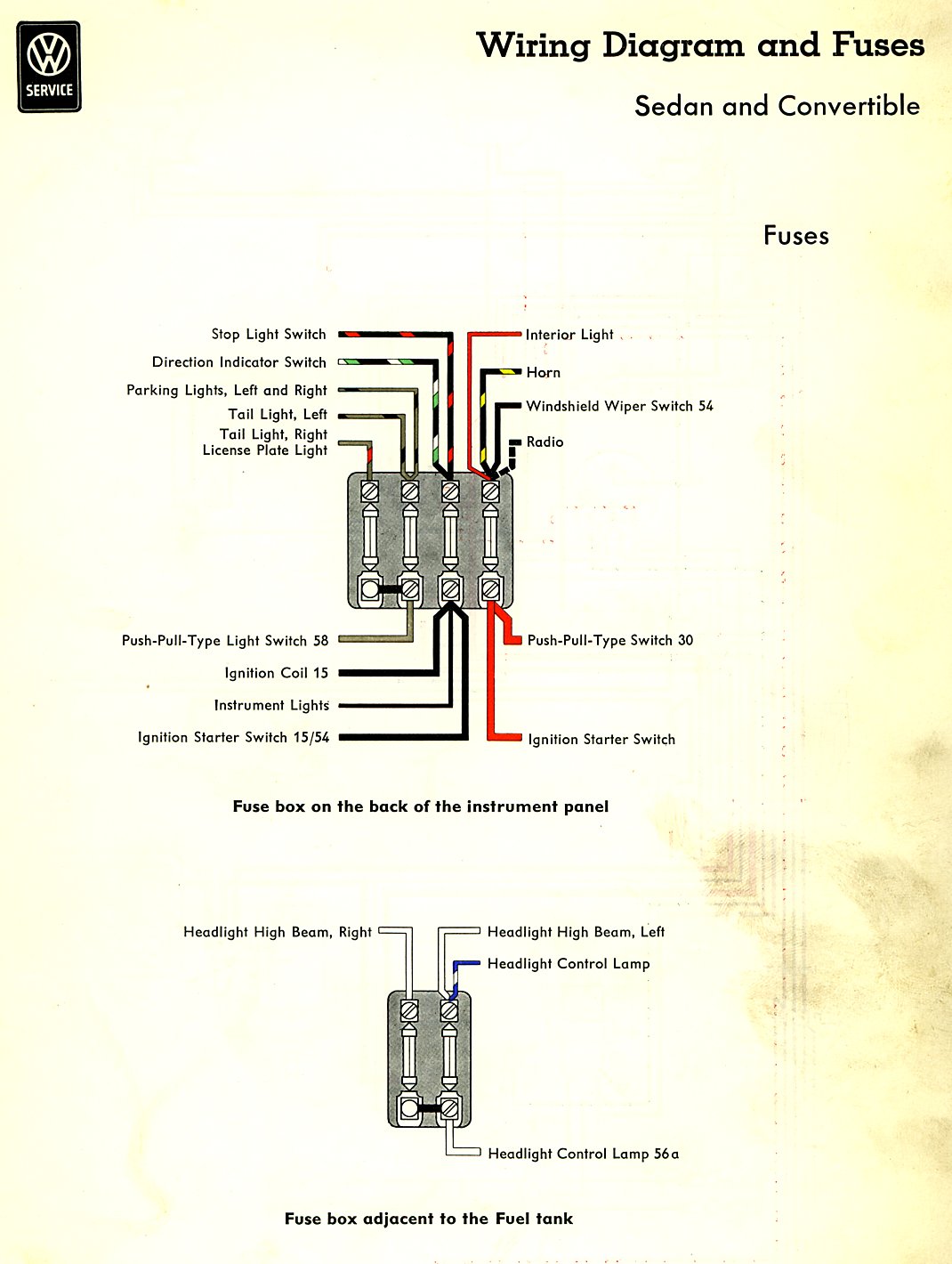 11x17 Color Wiring Diagram 1971 Vw Super Beetle Bug Wiring