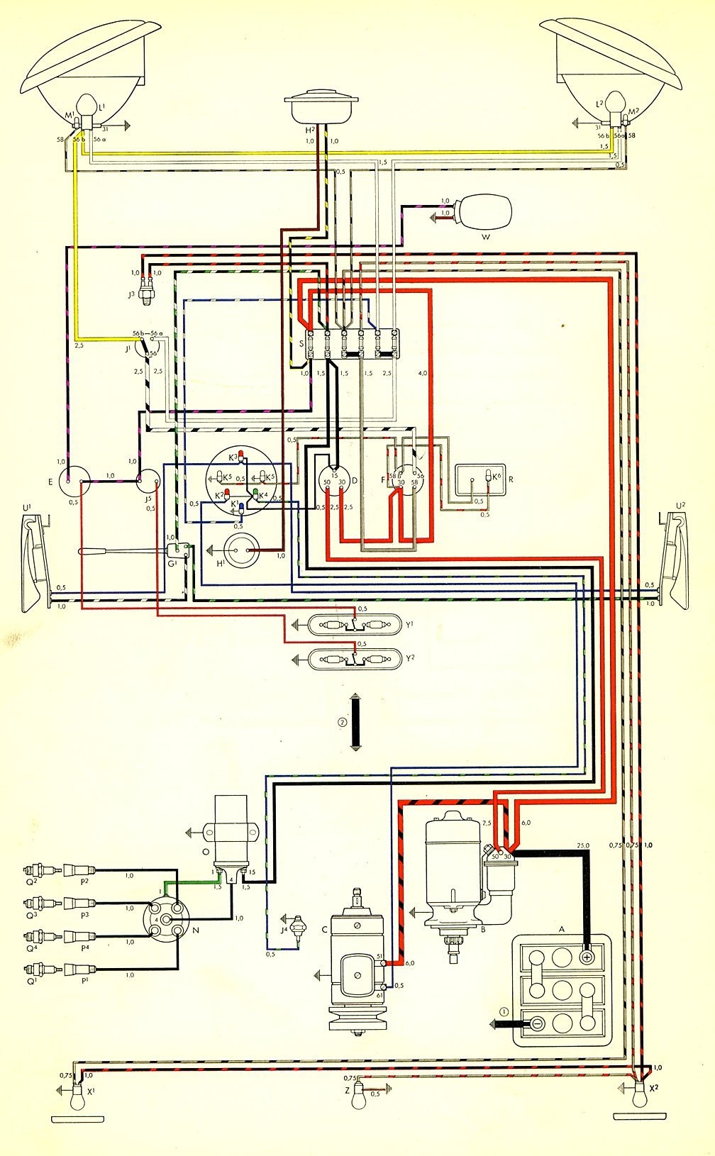 TheSamba.com :: Type 2 Wiring Diagrams 1600 vw beetle engine wiring harness 