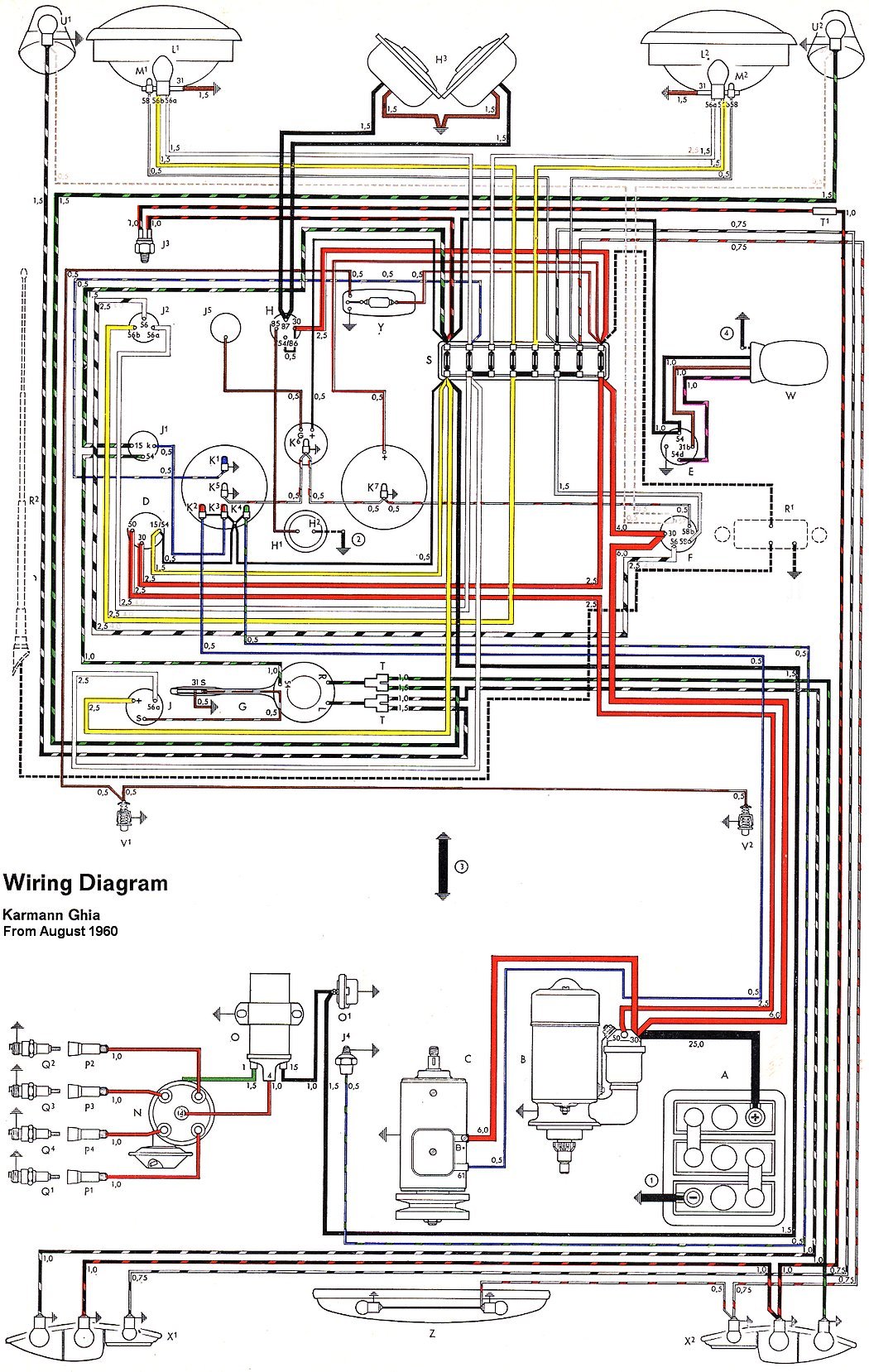 TheSamba.com :: Karmann Ghia Wiring Diagrams