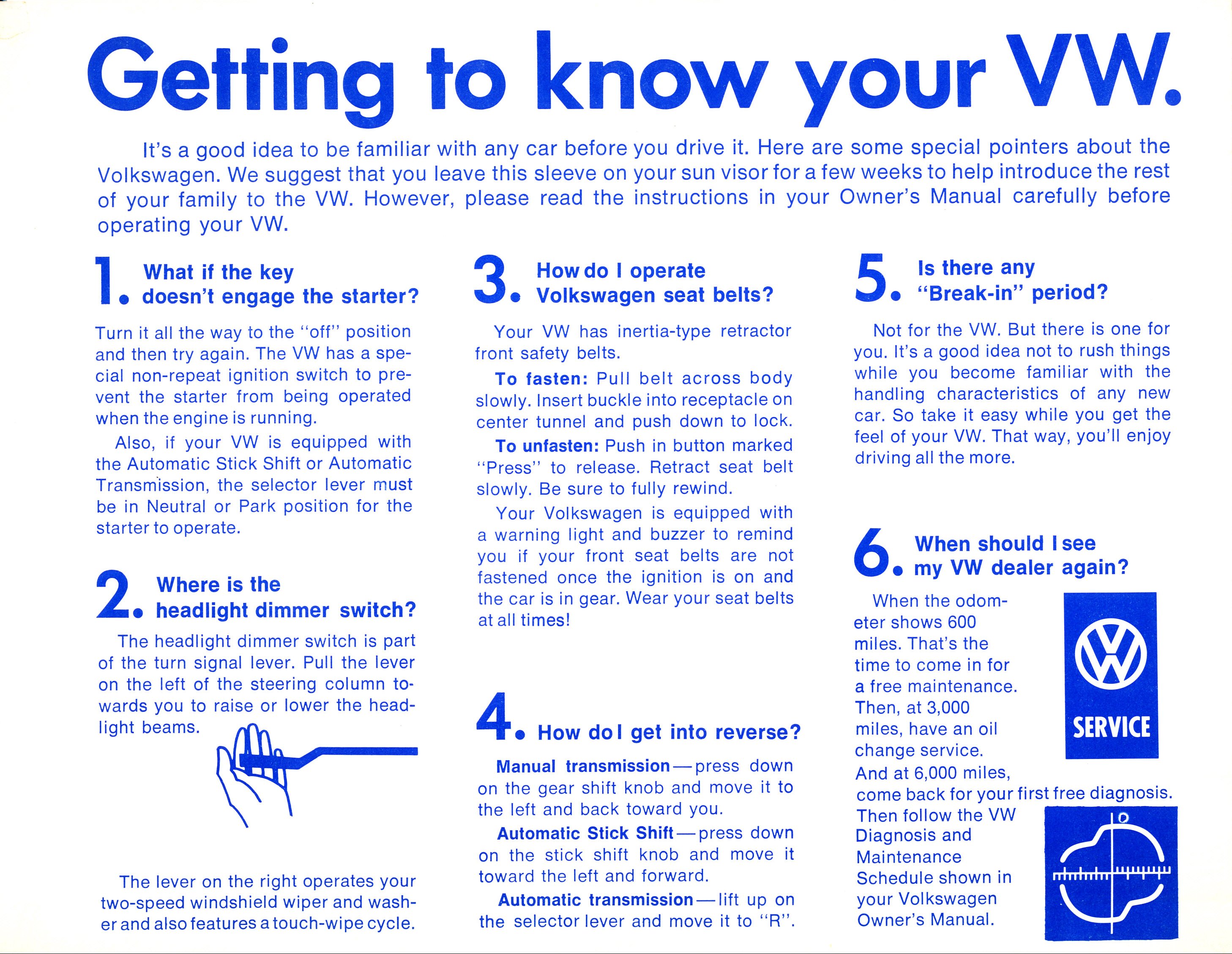  VW Archives - 1972 Getting to know your VW placard