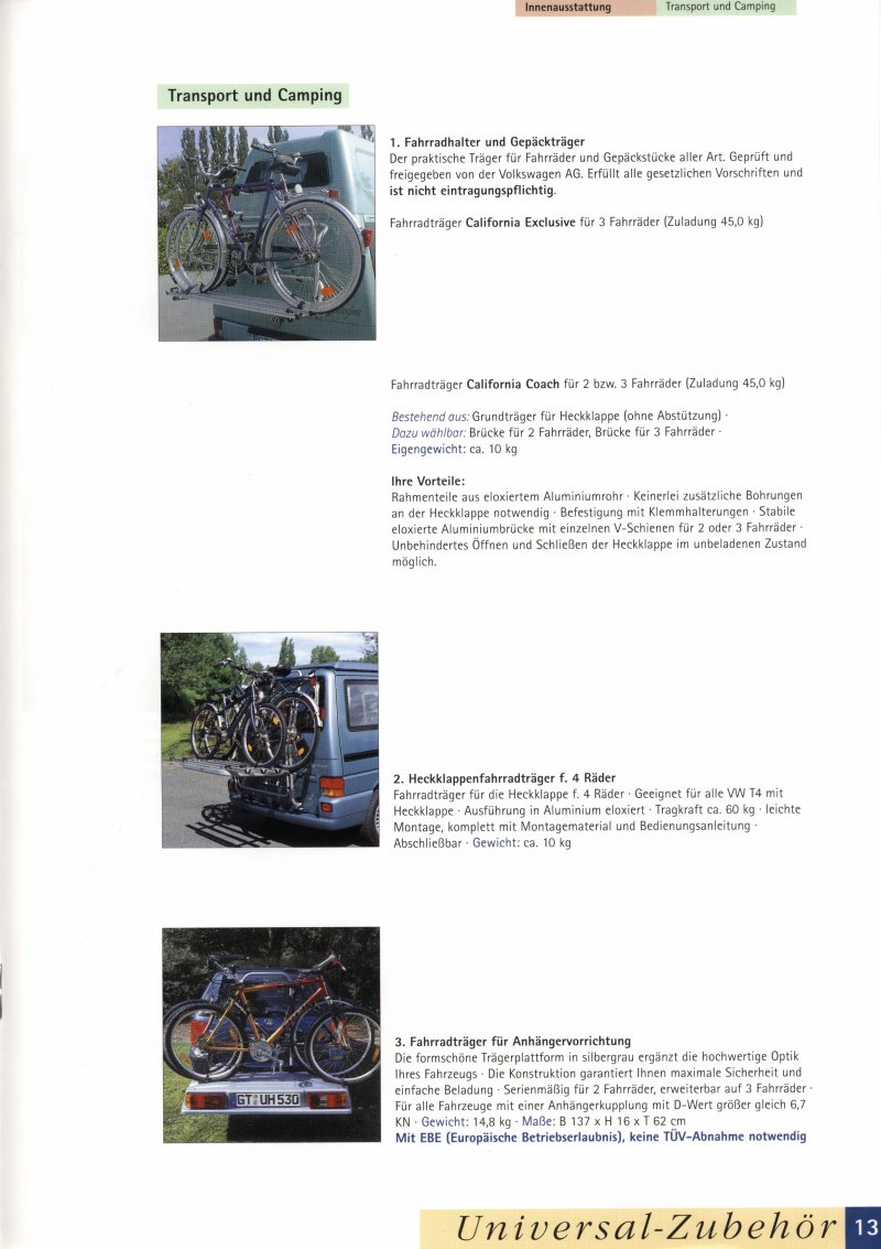  VW Archives - 2001 Westfalia Accessories Brochure - German