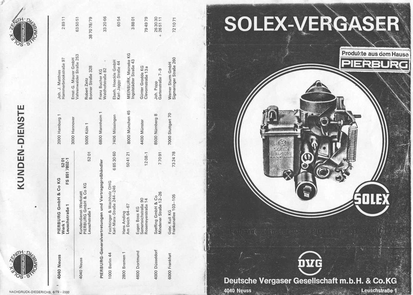  Solex Carburetor Manual - 30-34 PICT3 / 31-34 PICT-4 -  German