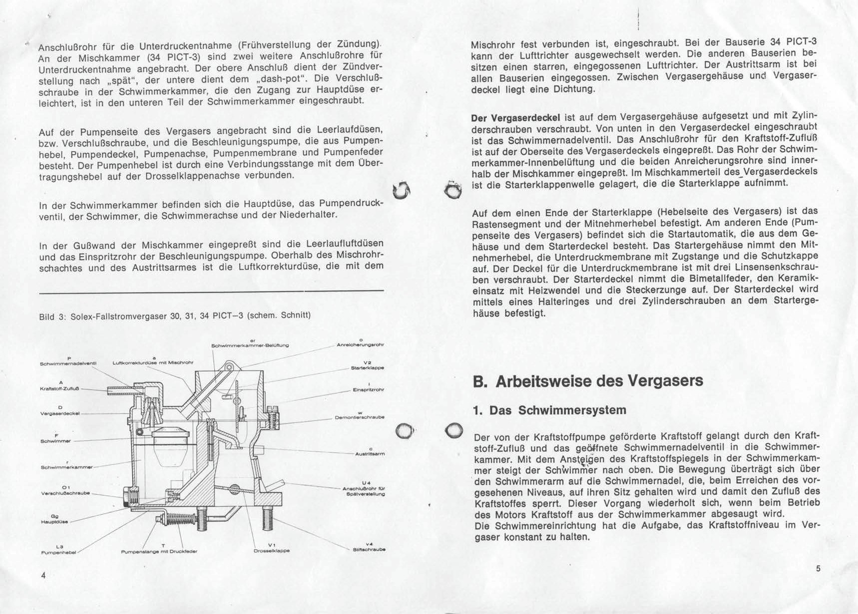  Solex Carburetor Manual - 30-34 PICT3 / 31-34 PICT-4 -  German