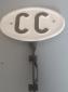 VW split oval CC sign with holder