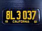 1951 California License Plate, Original, Excellent