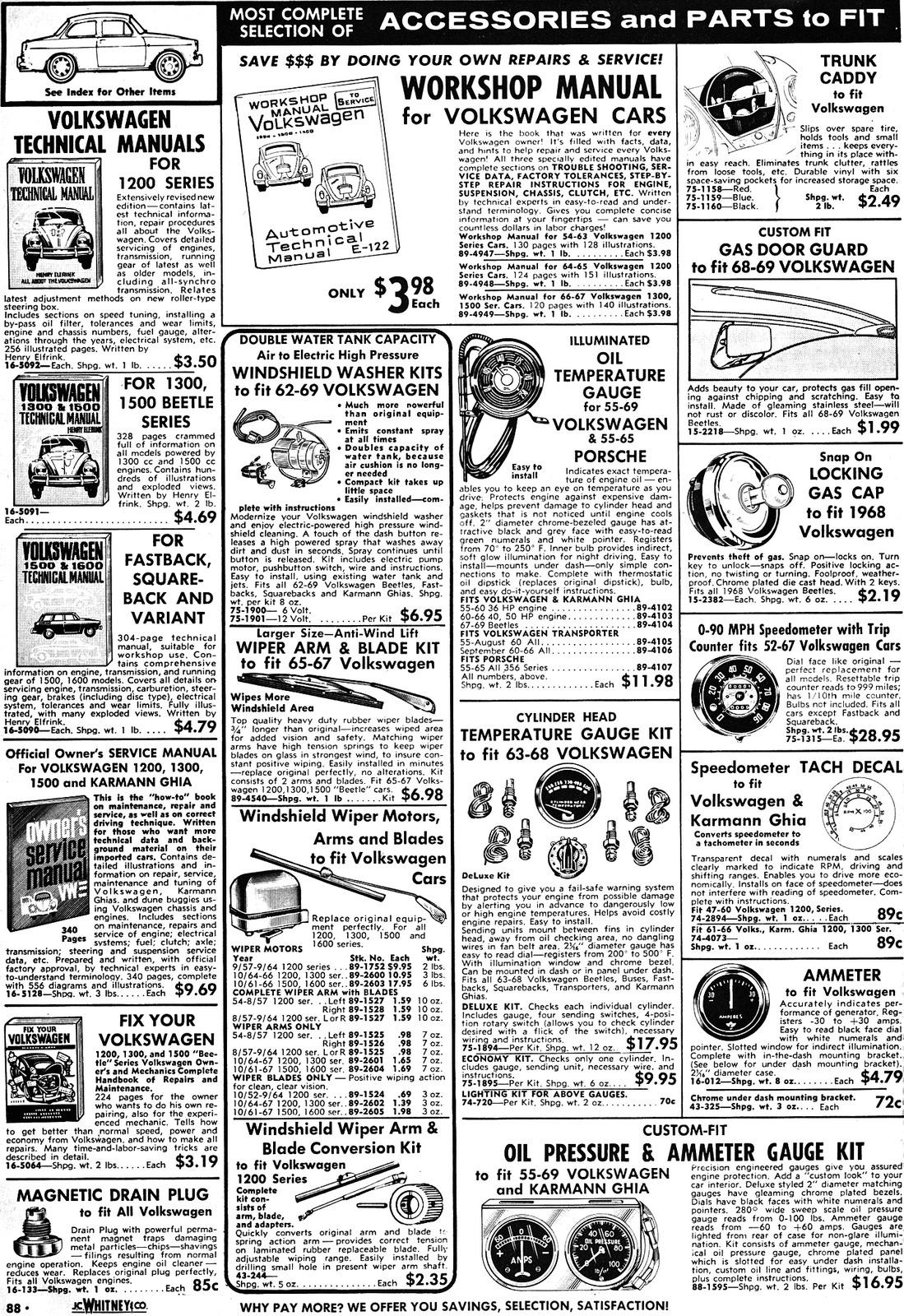 Gallery 1969 J.C. Whitney Catalog VW sections pages