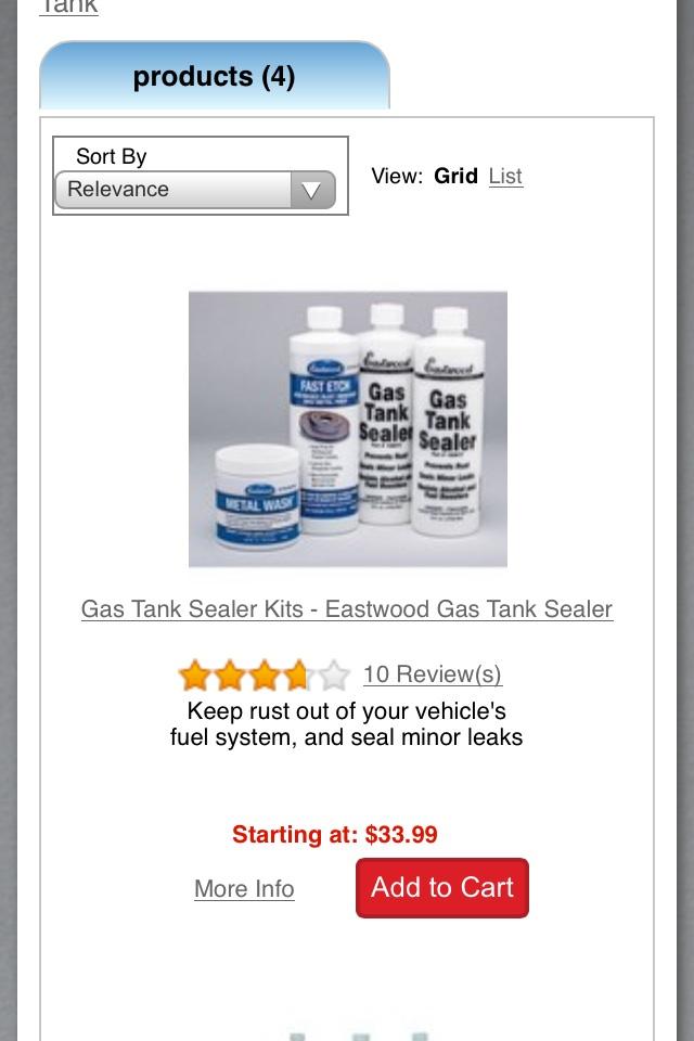 Eastwood Gas Tank Sealant Kit for Fuel System Repairs