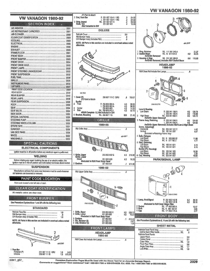 TheSamba Vanagon View topic Vanagon Parts List PDF
