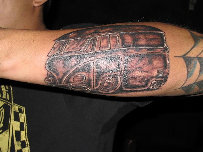 school bus tattoo by dave wah | Old school tattoo sleeve, Face tattoos, Old  school tattoo designs