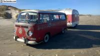 Red patina 1970 bus and 1970 SMV caravan