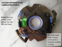 Vacuum advance plate lubrication points