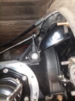 Clutch arm and left side of transaxle