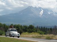 Road trip Betty 1966 Beetle Pearl White