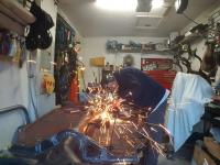 Floor pan welding on 64 dune buggy