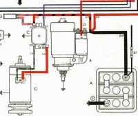 Snip showing external voltage regulator and start of chandelier wiring