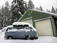 van in snow