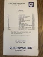 April, 1961 Rubini Motors VW dealer Price list