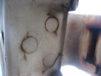 crack at lower hinge and patch weld