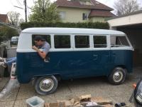Sanding down several areas of the bus...