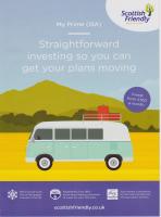 Scottish Friendly Asset Managers leaflet featuring split-screen VW Type 2