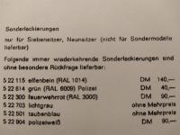 522501 Public Service paint code from the Volkswagen Master Sales Manual for 1965