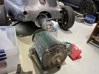 EV motor and cutting up green Isetta