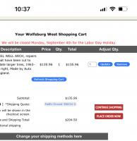 Wolfsburg West shipping fees