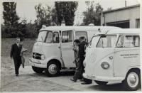 Vintage barndoor ambulance split bus photo