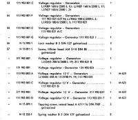 Voltage Regulator parts catalog page