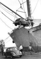 Unloading VW Beetles at the dock