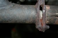 Exhaust manifold u-pipe flange rust hole  77 westfalia pic #2