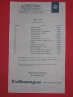 Volkswagen 1961 Price List